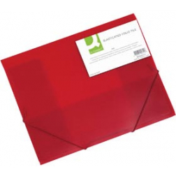 Q-CONNECT elastomap, A4, 3 kleppen en elastieken, transparant PP, rood
