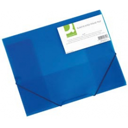 Q-CONNECT elastomap, A4, 3 kleppen en elastieken, transparant PP, blauw