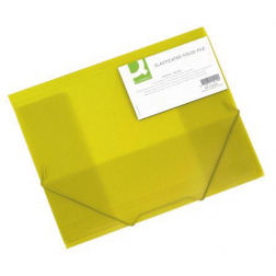 Q-CONNECT elastomap, A4, 3 kleppen en elastieken, transparant PP, geel
