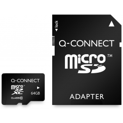 Q-CONNECT microSD geheugenkaart, met SD-adaptor, 64 GB