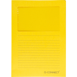 Q-CONNECT L-map met venster, 120 g/m², A4, pak van 100 stuks, geel