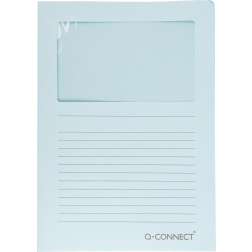 Q-CONNECT L-map met venster, 120 g/m², A4, pak van 100 stuks, lichtblauw