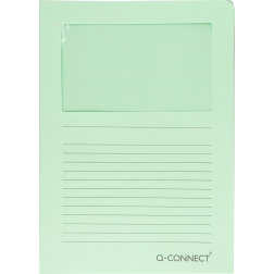 Q-CONNECT L-map met venster, 120 g/m², A4, pak van 100 stuks, lichtgroen
