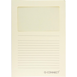 Q-CONNECT L-map met venster, 120 g/m², A4, pak van 100 stuks, lichtgeel