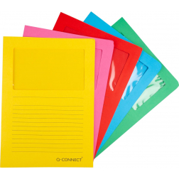 Q-CONNECT L-map met venster, 120 g/m², A4, pak van 100 stuks, donkere geassorteerde kleuren