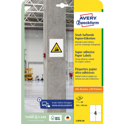 Avery sterk klevende papieren etiketten, ft 105 x 148 mm, pak van 80 etiketten