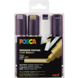 Uni POSCA paintmarker PC-8K, 8 mm, etui van 4 stuks, in geassorteerde kleuren