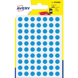 Avery PSA08B ronde markeringsetiketten, diameter 8 mm, blister van 490 stuks, lichtblauw