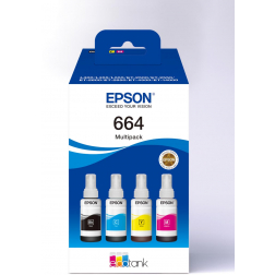 Epson inktfles 664, 4.500 - 7.500 pagina's, OEM C13T664640, 4 kleuren