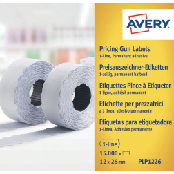 Avery YPLP1226 etiketten voor prijstang permanent, ft 12 x 26 mm, 15 000 etiketten, geel