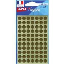 Agipa ronde etiketten in etui diameter 8 mm, goud, 308 stuks, 77 per blad