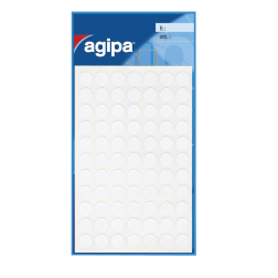 Agipa ronde etiketten in etui diameter 8 mm, wit, 539 stuks, 77 per blad