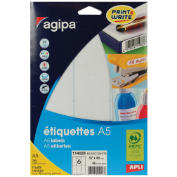 Agipa witte etiketten Print & Write ft 97 x 46 mm (b x h), 96 stuks, 6 per blad
