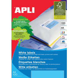 Apli Witte etiketten ft 99,1 x 38,1 mm (b x h), 1.400 stuks, 14 per blad (2419)