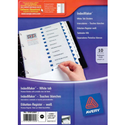 Avery IndexMaker tabbladen uit karton met schut- en indexbladen, ft A4, 10 tabs, wit