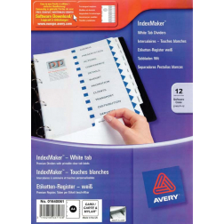 Avery IndexMaker tabbladen uit karton met schut- en indexbladen, ft A4, 12 tabs, wit