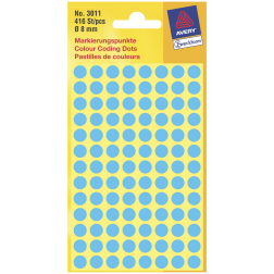 Avery Ronde etiketten diameter 8 mm, blauw, 416 stuks