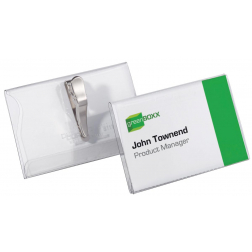 Durable badge en krokodillenklem ft 54 x 90 mm, doos van 25 stuks