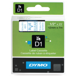 Dymo D1 tape 12 mm, blauw op transparant