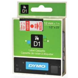 Dymo D1 tape 12 mm, rood op wit