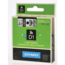 Dymo D1 tape 19 mm, zwart op transparant