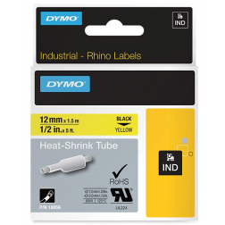 Dymo RHINO krimpkous 12 mm, zwart op geel