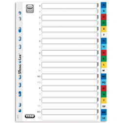 OXFORD tabbladen, formaat A4, uit PP, 11-gaatsperforatie, gekleurde tabs, set A-Z