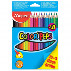 Maped kleurpotlood Color'Peps 15 kleurpotloden + 3 fluo
