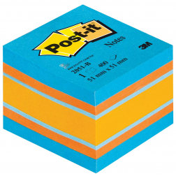 Post-it Notes, ft 51 x 51 mm, assortiment blauw en oranje, blok van 400 vel