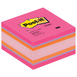 Post-it Notes, ft 76 x 76 mm, assortiment roze, oranje en paars, blok van 450 vel