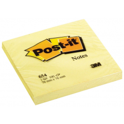 Post-it Notes, 100 vel, ft 76 x 76 mm, geel
