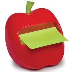 Post-it Z-Notes Dispenser rode appelvorm, ft 76 x 76 mm, groene memoblaadjes, blok van 100 vel