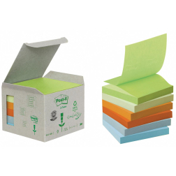 Post-it Z-Notes gerecycleerd, ft 76 x 76 mm, geassorteerde kleuren, doos van 6 blokken