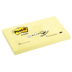 Post-it Z-notes, 100 vel, ft 76 x 127 mm, geel
