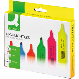 Q-CONNECT markeerstift, pak van 6 stuks in geassorteerde kleuren