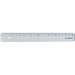 Q-CONNECT meetlat, transparant polystereen, 20 cm