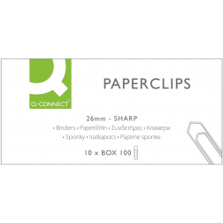 Q-CONNECT papierklemmen, 26 mm, doos van 100 stuks