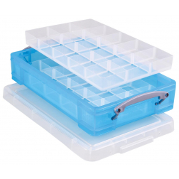 Really Useful Box 4 liter met 2 dividers, transparant helblauw