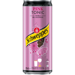 Schweppes Pink frisdrank, sleek blik van 33 cl, pak van 24 stuks