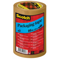 Scotch verpakkingsplakband, ft 50 mm x 66 m, PP, bruin, pak van 3 stuks
