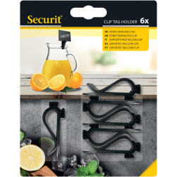 Securit clip tag houder, zwart, blister van 6 stuks