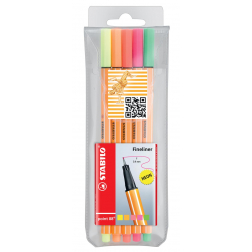 Stabilo fineliner Point 88 etui van 5 stuks in geassorteerde neonkleuren
