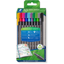 Staedtler Triplus fineliner eco, doosje van 10 stuks, assorti