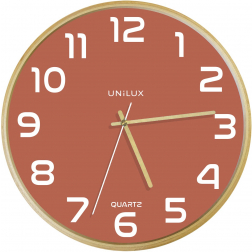 Unilux Baltic wandklok, diameter 30,5 cm, houten frame, roze