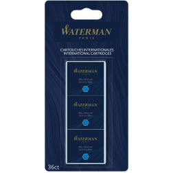 Waterman inktpatronen Standard, blauw (Serenity), blister van 36 stuks