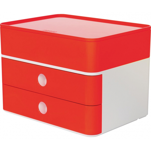 Han ladenblok Allison, smart-box plus met 2 laden en organisatiebak, wit/rood