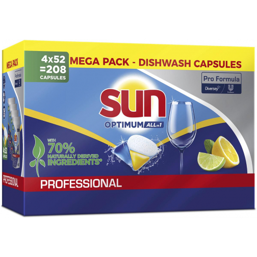 Sun Pro Formula Optimum all vaatwastabletten, doos van 4 x 52 stuks