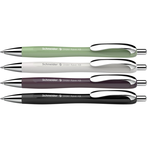 Schneider balpen Slider Rave Trend, extra breed, blauwe inkt, geassorteerde kleuren, doos van 3+1 gratis