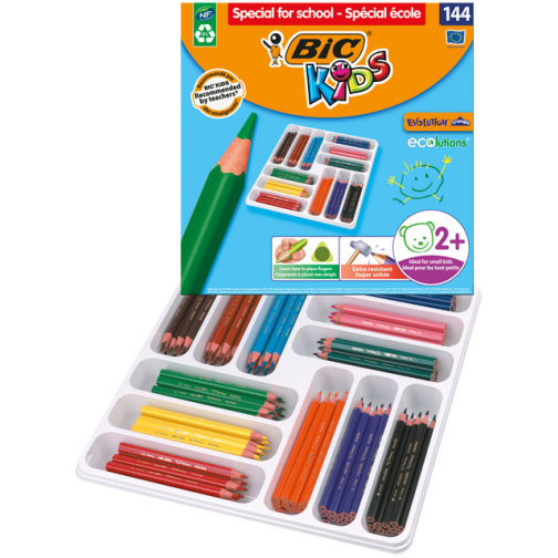 Kleurstift BicKids visa schoolbox F assorti