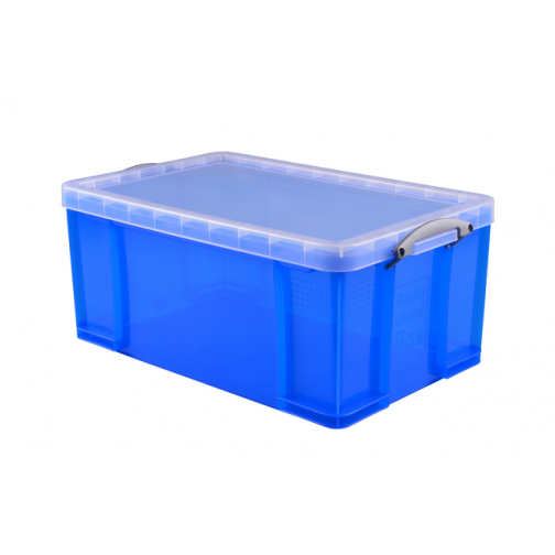 Opbergbox Really Useful 64 liter 710x440x310 mm transparant blauw